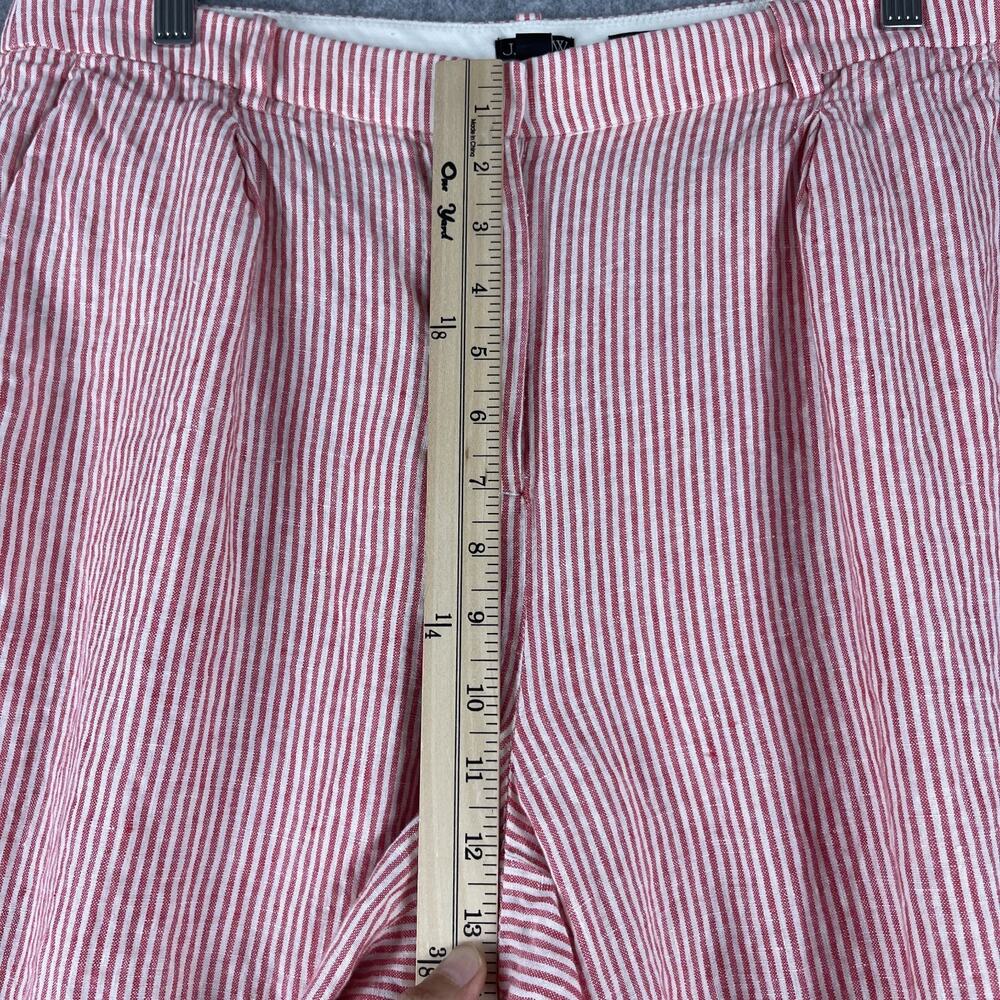J.Crew Essential Wide Leg Linen Pant Womens 14 Red Striped Trouser High Rise - Picture 6 of 16